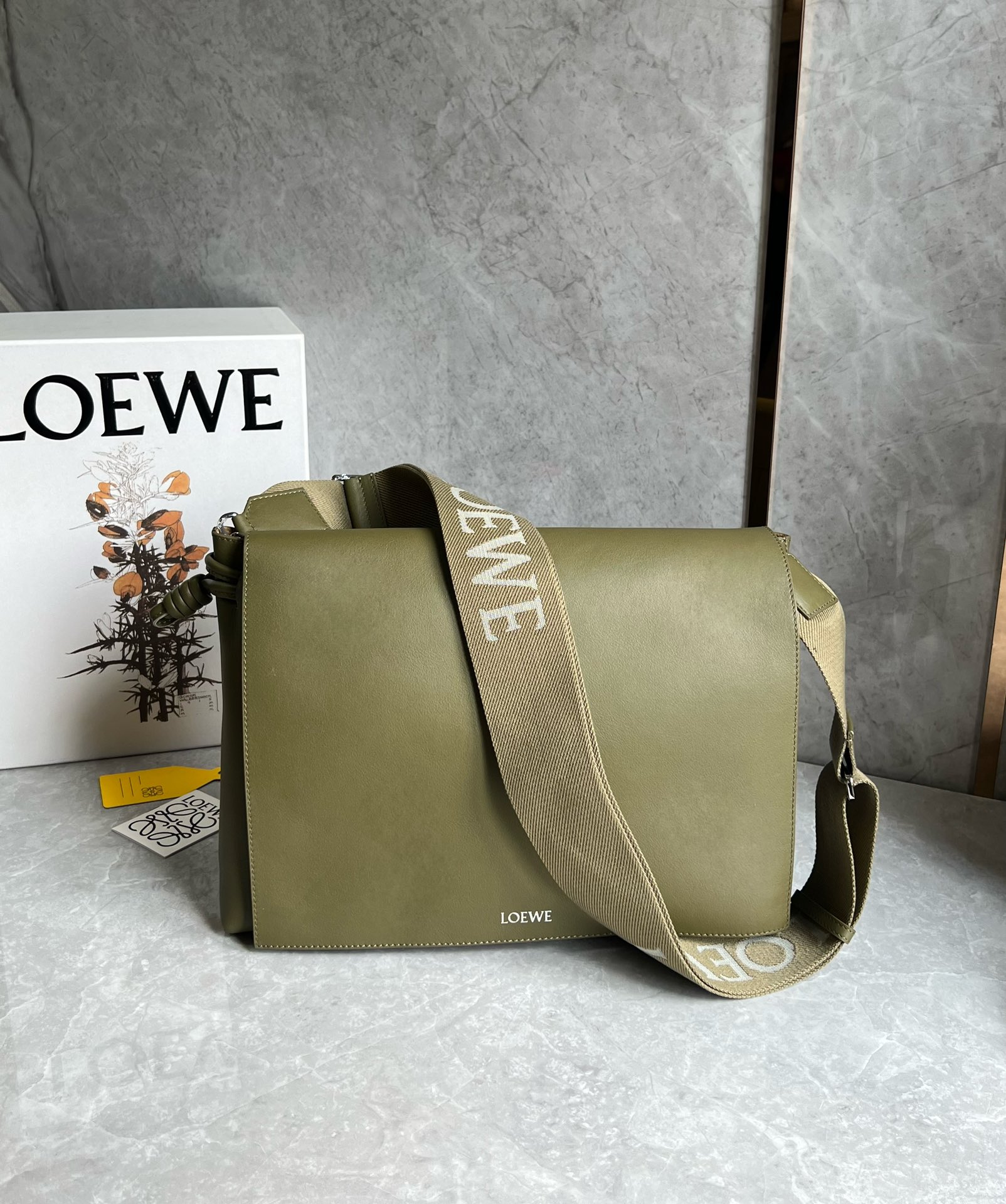 Loewe Flamenco Satchel in Shiny Supple Calfskin Green